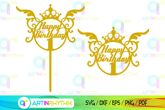 Happy 1st birthday cake topper svg SVG Artinrhythm shop 
