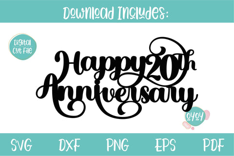 Happy 20th Anniversary Cake Topper SVG | Wedding Anniversary SVG SVG OyoyStudioDigitals 