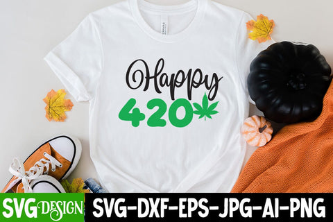 Happy 420 SVG Cut File, Happy 420 SVG Design , Happy 420 SVG Quotes SVG BlackCatsMedia 