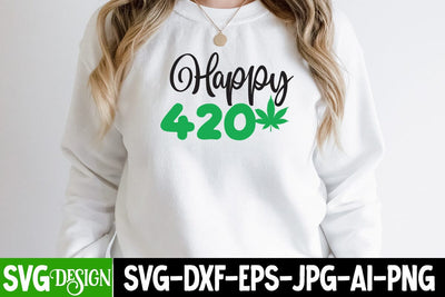 Happy 420 SVG Cut File, Happy 420 SVG Design , Happy 420 SVG Quotes SVG BlackCatsMedia 
