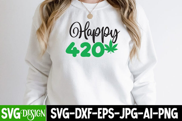 Happy 420 SVG Cut File, Happy 420 SVG Design , Happy 420 SVG Quotes SVG BlackCatsMedia 