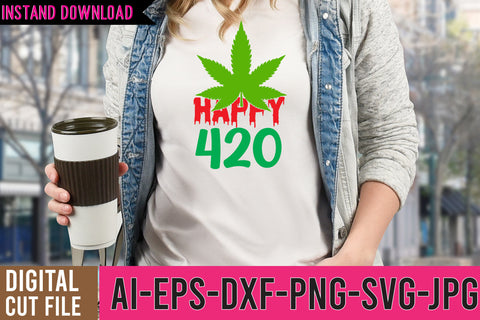 Happy 420 SVG Design, Weed SVG Design,Cannabis SVG Design, Weed SVG | Canna SVG BlackCatsMedia 