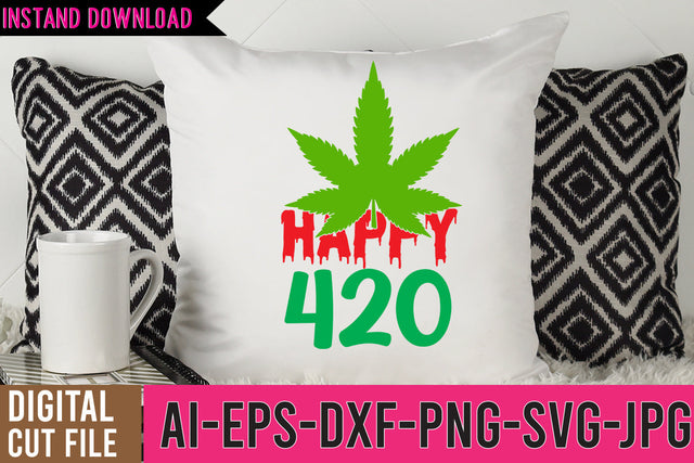 Happy 420 SVG Design, Weed SVG Design,Cannabis SVG Design, Weed SVG | Canna SVG BlackCatsMedia 