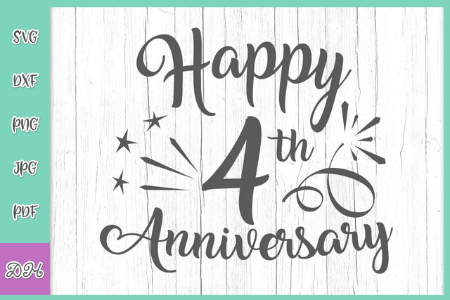 Happy 4th Anniversary SVG Files for Cricut Linen Wedding Forth Four Year Letter Word Gift Greeting Celebrate Invitation Silhouette cut Sign SVG Digitals by Hanna 