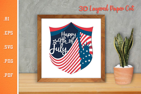 Happy 4th of July - 3D Layered Paper Cut SVG SVG Slim Studio 