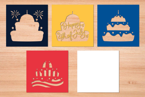 Happy 4th of July Cake- 3D Layered Paper Cut SVG SVG Slim Studio 