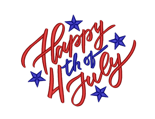 Happy 4th Of July Embroidery Design, Independence Day Embroidery File, 5 sizes Embroidery/Applique DESIGNS Nino Nadaraia 