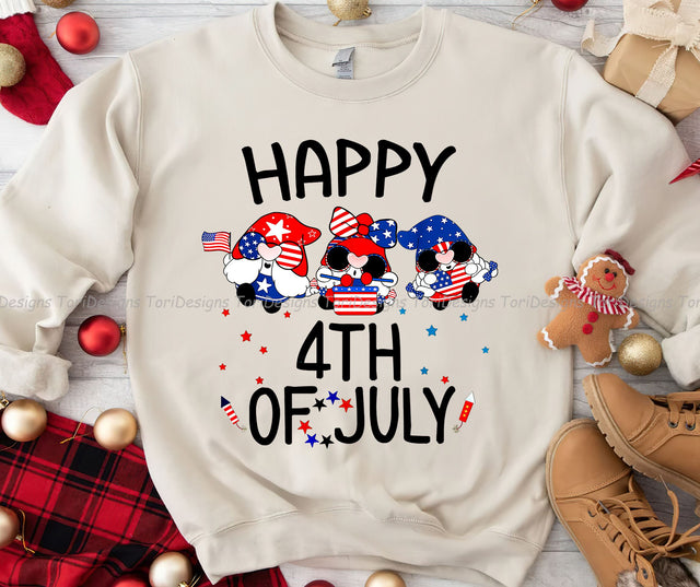 Happy 4th Of July Patriotic American US Flag 4th Of July Sublimation Design Downloads, Patriotic Gnome PNG, 4th of July PNG Sublimation ToriDesigns 