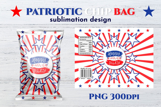 Happy 4th of July Patriotic chip bag. Printable design SVG Angelina Semenova 