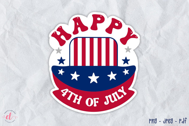 Happy 4th of July Printable Sticker PNG Sublimation CraftLabSVG 