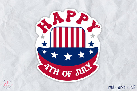 Happy 4th of July Printable Sticker PNG Sublimation CraftLabSVG 