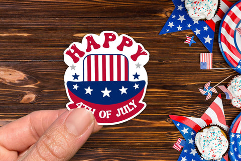 Happy 4th of July Printable Sticker PNG Sublimation CraftLabSVG 