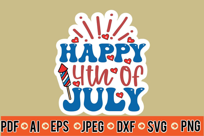 Happy 4th Of July Sticker SVG SVG MStudio 