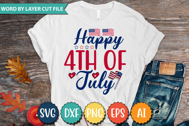 Happy 4th of July SVG Cut File,SVGs,quotes-and-sayings,food-drink,mini-bundles,print-cut,on-sale, SVG DesignPlante 503 