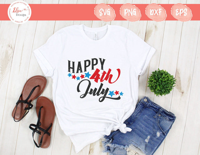 Happy 4th Of July - SVG, PNG, DXF, EPS SVG Elsie Loves Design 