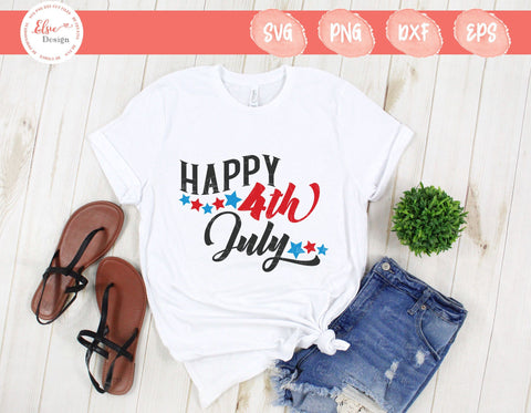 Happy 4th Of July - SVG, PNG, DXF, EPS SVG Elsie Loves Design 