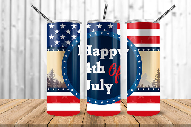 Happy 4th of July USA Flag 20 oz Skinny Tumbler Wrap Sublimation Design Sublimation Sublimatiz Designs 
