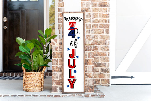 Happy 4th of July Vertical Porch Sign | Stencil SVG SVG Ikonart Design Shop 