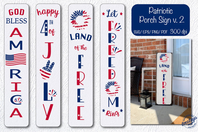 Happy 4th of July, Welcome porch sign svg, Patriotic svg bundle files, American flag svg, Independence day SVG Createya Design 