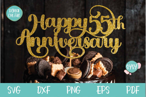 Happy 55th Anniversary Cake Topper SVG | Wedding Anniversary SVG OyoyStudioDigitals 