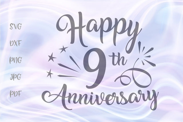 Happy 9th Anniversary SVG, PNG, DXF, PDF, JPG SVG Digitals by Hanna 