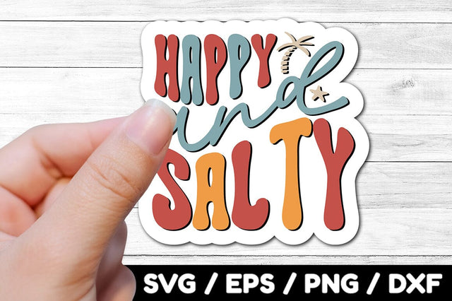 Happy and salty Retro stickers SVG akazaddesign 