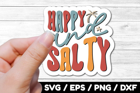 Happy and salty Retro stickers SVG akazaddesign 
