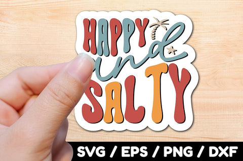 Happy and salty Retro stickers SVG akazaddesign 