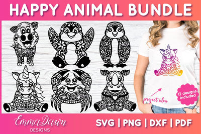 Happy Animal SVG Bundle SVG Emma Dawn Designs 