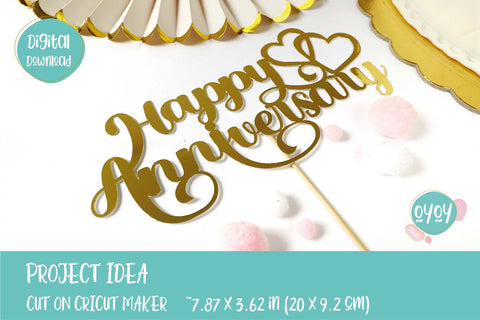 Happy Anniversary Cake Topper SVG | Wedding Anniversary SVG SVG OyoyStudioDigitals 