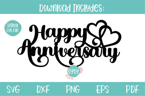 Happy Anniversary Cake Topper SVG | Wedding Anniversary SVG SVG OyoyStudioDigitals 