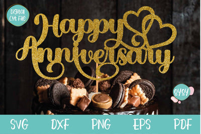 Happy Anniversary Cake Topper SVG | Wedding Anniversary SVG SVG OyoyStudioDigitals 