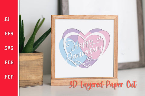 Happy Anniversary Love - 3D Layered Paper Cut SVG SVG Slim Studio 