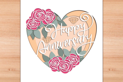 Happy Anniversary Rose - 3D Layered Paper Cut SVG SVG Slim Studio 