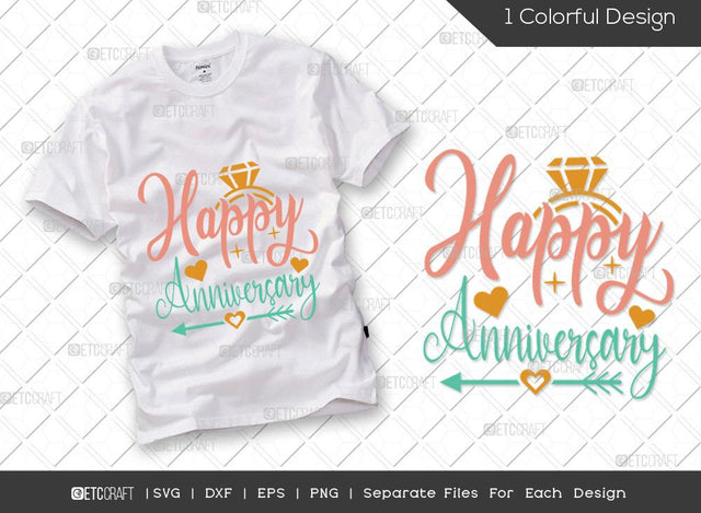 Happy Anniversary SVG Cut File | Marriage Svg | Cake Topper Svg | Anniversary Cake Topper Svg | Anniversary Svg | Wedding Svg | Dxf | Eps | Png | T-shirt Design SVG ETC Craft 
