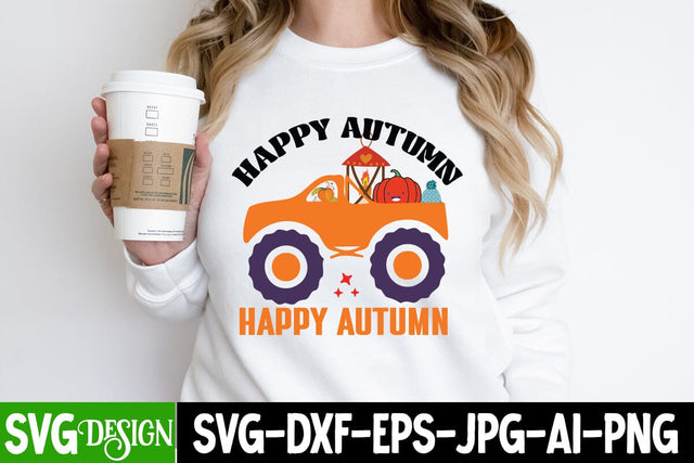 Happy Autumn SVG Cut File, Happy Autumn Sublimation Design, Thankful SVG Quotes,Fall SVG Design, Fall SVG Quotes,Fall Clipart Fall Sublimation Design SVG BlackCatsMedia 