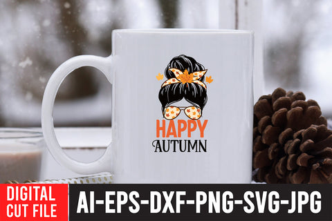 Happy Autumn SVG Cut File , Happy Autumn SVG Design SVG BlackCatsMedia 