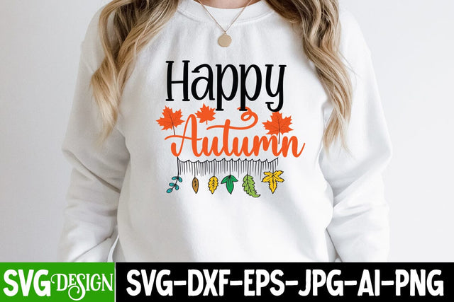 Happy Autumn SVG Cut File, Happy Autumn SVG Quotes, Thanksgiving SVG Quotes , Thanksgiving SVG Design , Fall SVG Design, Autumn SVG Cut File SVG BlackCatsMedia 
