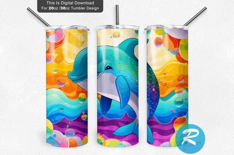 Happy Baby Dolphins 20 oz / 30 oz Tumbler PNG Sublimation Regulrcrative 