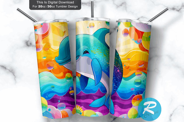 Happy Baby Dolphins 20 oz / 30 oz Tumbler PNG Sublimation Regulrcrative 