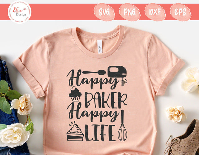 Happy Baker Happy Life - SVG, PNG, DXF, EPS SVG Elsie Loves Design 
