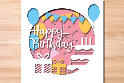 Happy Birthday 3D Layered Paper Cut - SVG SVG Slim Studio 