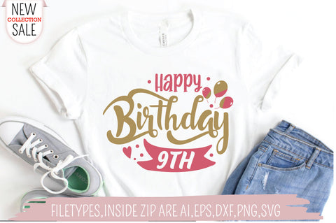 Happy Birthday 9 SVG Creativeart88 