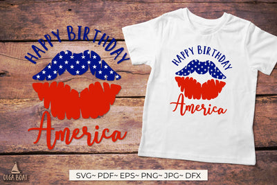 Happy birthday america 4th of july Patriotic lips SVG Olga Boat Design 