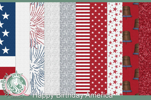 Happy Birthday America Papers Digital Pattern QueenBrat Digital Designs 