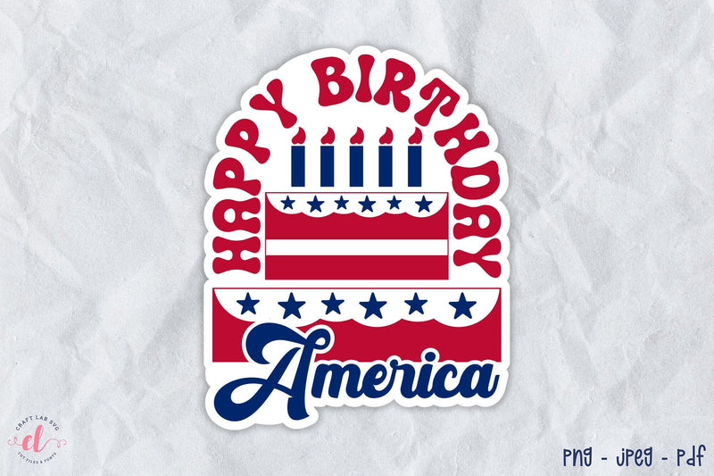Happy Birthday America PNG Sticker Sublimation CraftLabSVG 