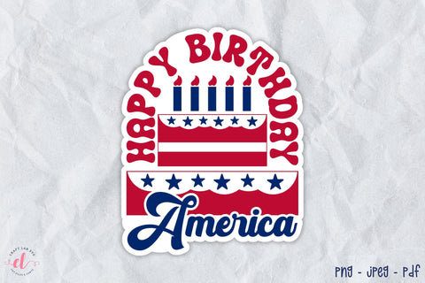 Happy Birthday America PNG Sticker Sublimation CraftLabSVG 