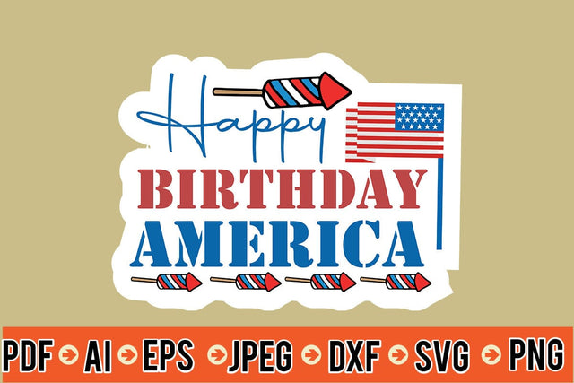 Happy Birthday America Sticker SVG SVG MStudio 
