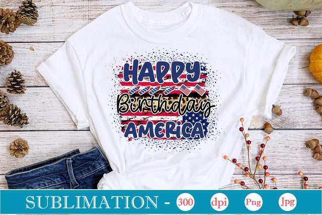 Happy Birthday America Sublimation SVGs,Quotes and Sayings,Food & Drink,On Sale, Print & Cut Sublimation DesignPlante 503 