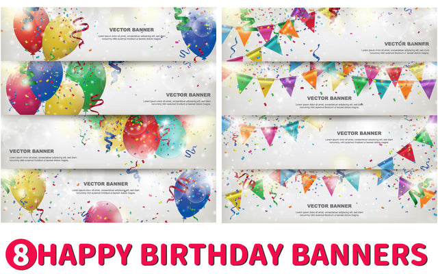 Happy Birthday Anniversary Celebration banners Templates SVG naemmiah021 